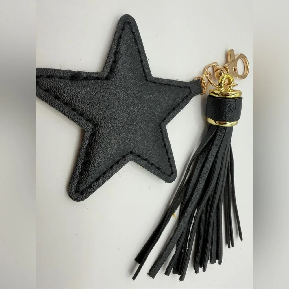 Black Star Keychain Bag Charm with Tassel NWT